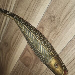 Vintage Rare Gold and Black Decorative Fish Sculpture